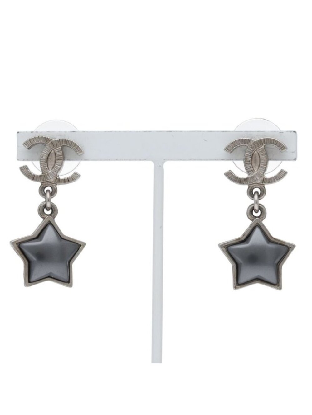 Chanel CC Logo Star Earrings Metal